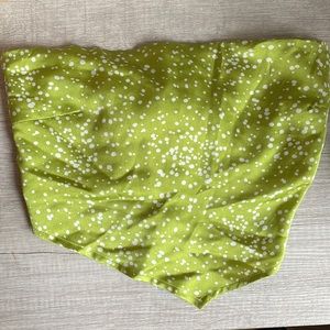 Green w/ polka dots strapless bandana top - tie back